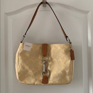 NWT COACH Factory Yellow Canvas And Leather Shoulder Bag